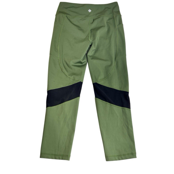 Rise By Lularoe Dark Green Athletic Crop Leggings Sz M Hip Pockets Compression - Picture 4 of 5